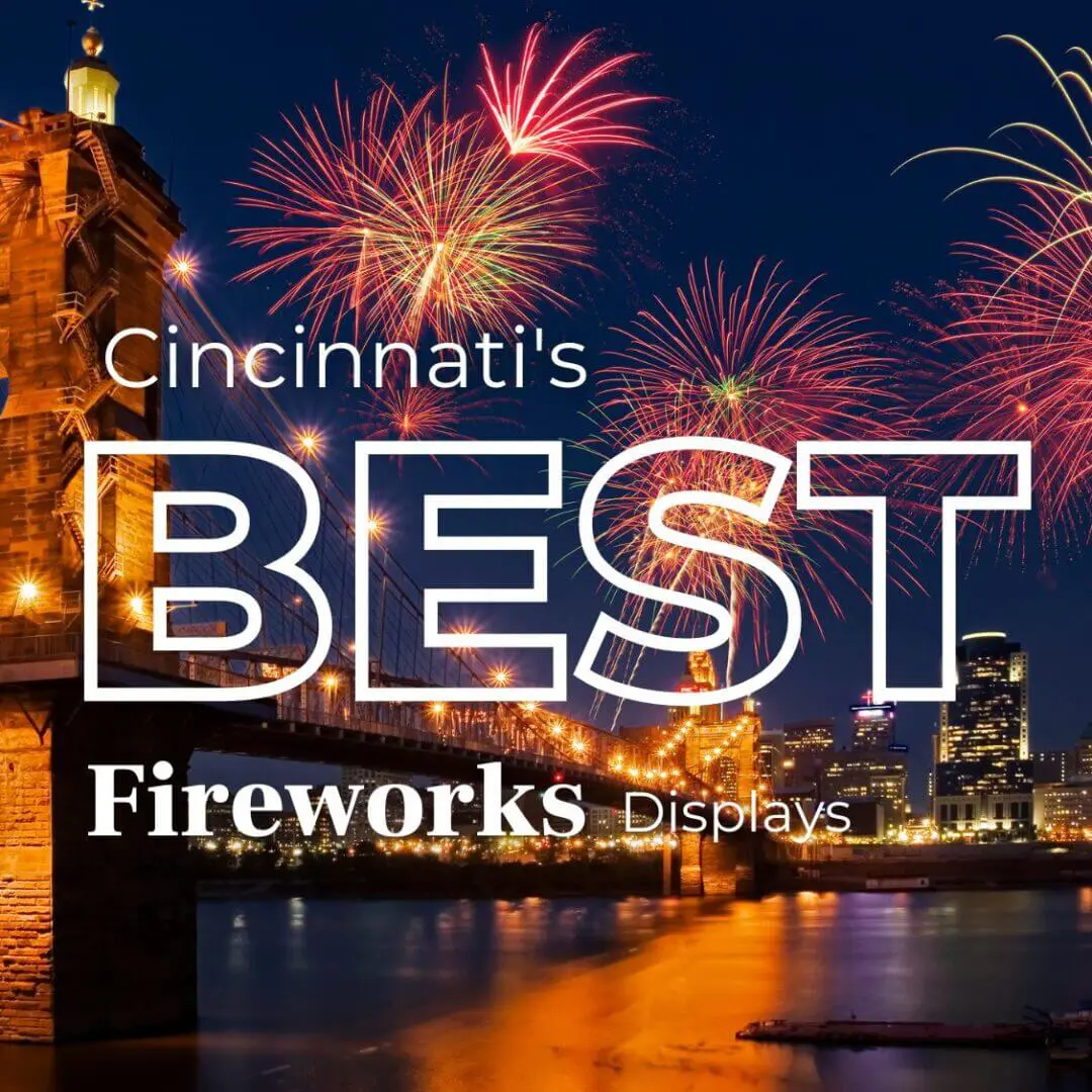 Cincinnati fireworks celebration at night
