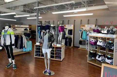 Retail display of activewear outfits