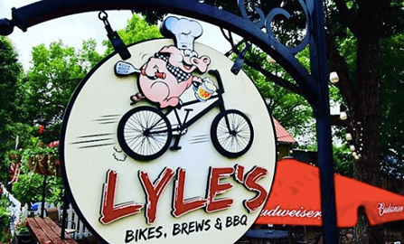 Lyle's Bikes, Brews, and BBQ sign