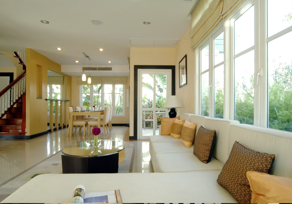 Bright interior with cozy seating arrangement