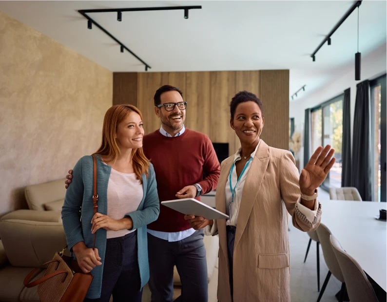 Real estate agent showing modern home