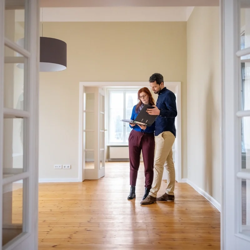 People inspecting unfurnished home interior